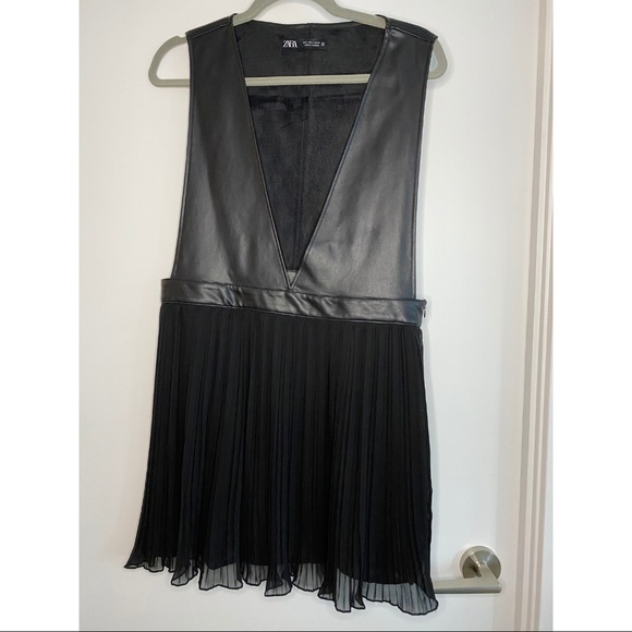 Zara Faux Leather + Electric Pleats Dress - Picture 1 of 2
